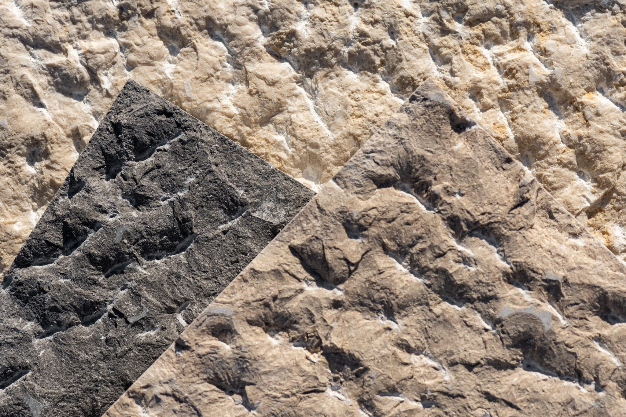 Rock-Face finish on limestone tiles to be used in outdoors and indoors wall cladding and decorations