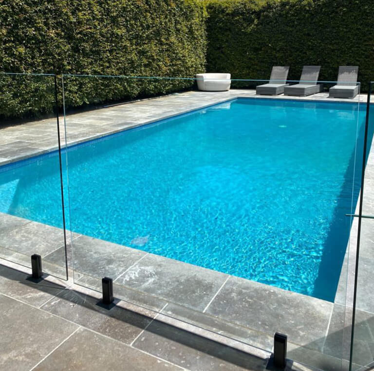 London Grey ,Egyptian Limestone tiles used for pool coping and outdoors paving