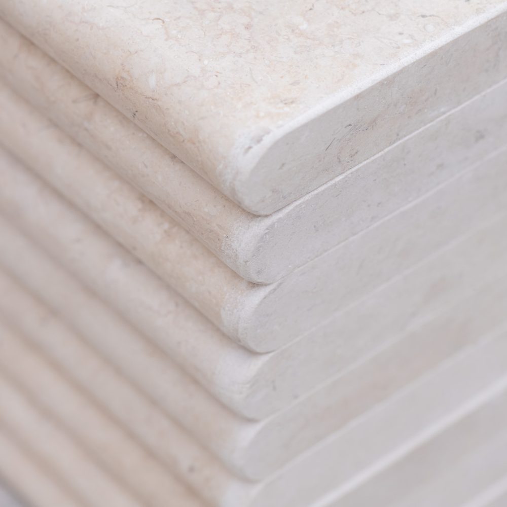 Galala limestone tiles Brushed with bull-nose edges for pool copping