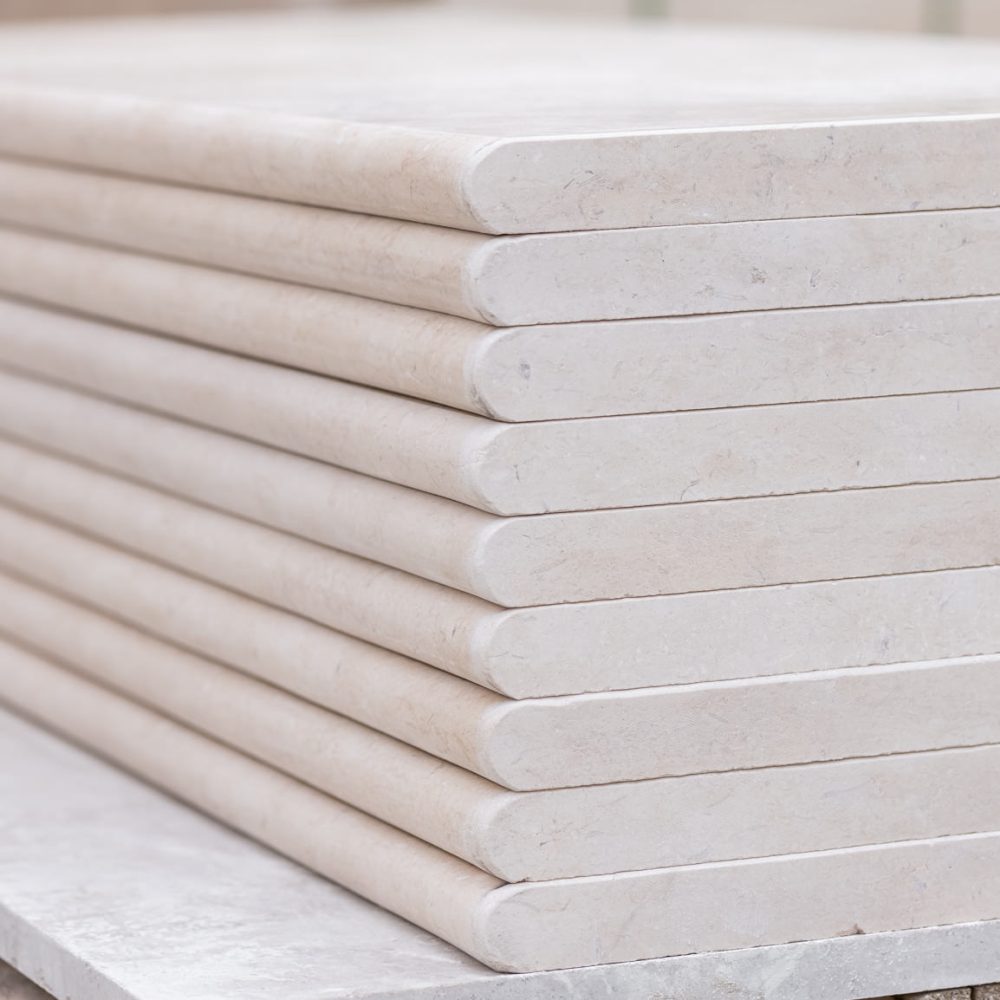 Galala limestone tiles Brushed with bull-nose edges for pool copping