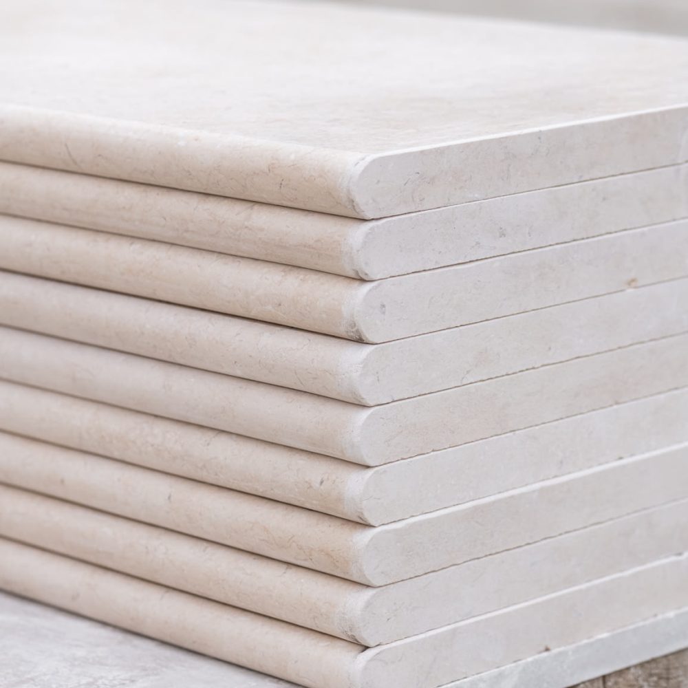 Galala limestone tiles Brushed with bull-nose edges for pool copping