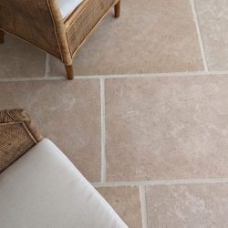 Outdoors floor paved with Sinai Pearl Egyptian honed Limestone tiles